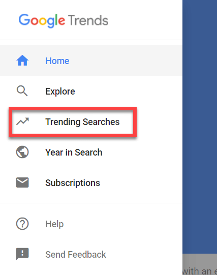 trending searches tab