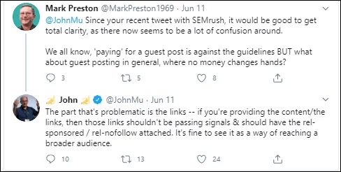 Mark Preston Tweet about assessing your backlinks