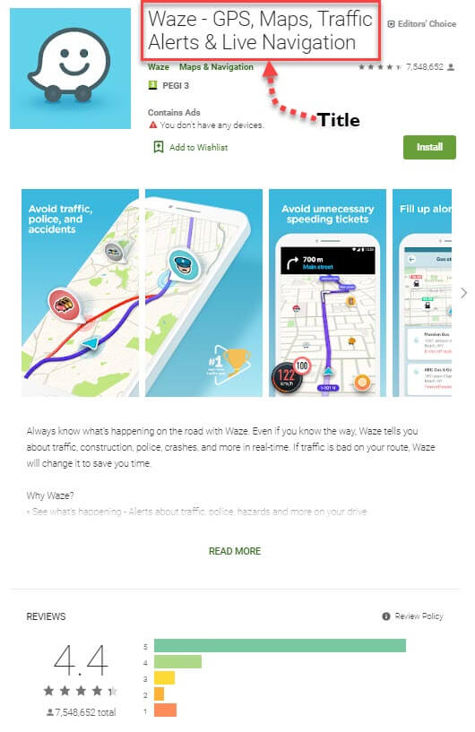 Waze Screenshot on App Store Optimization